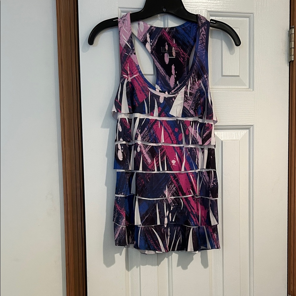 Terez Pink and Blue Abstract Tank Top